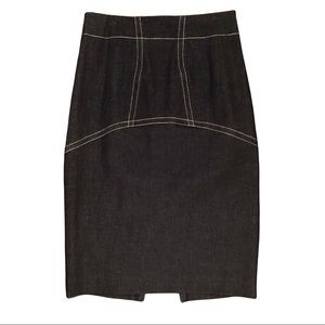 Vivienne Tam 90s Black Corduroy Paneled Skirt with Contrast Stitching